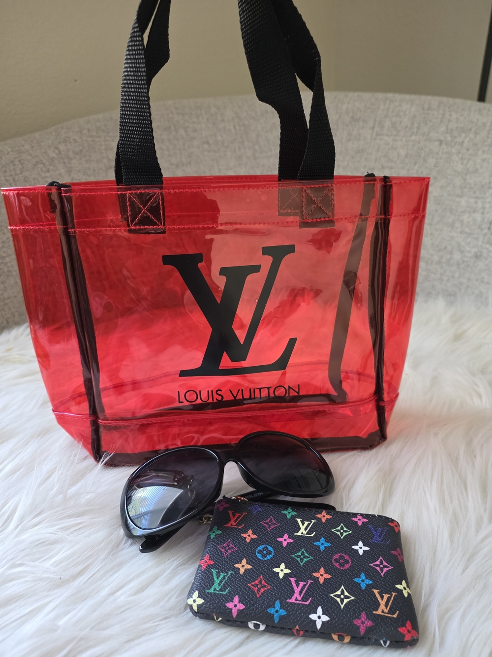 Red Transparent Tote Bag